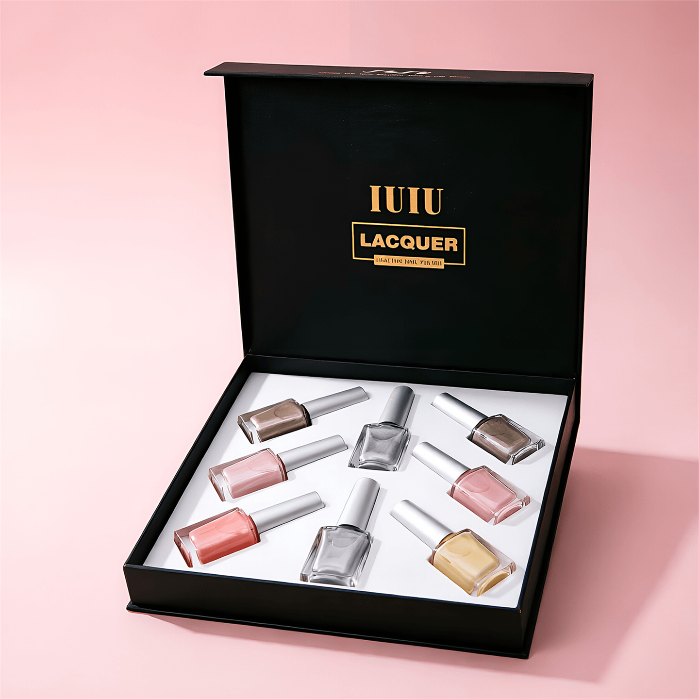 Cutie cadou de lac de unghii și set de cosmetice cu logo personalizabil-aur în relief